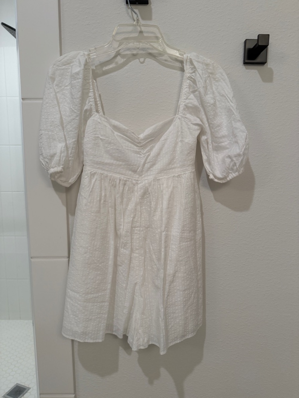 Abercrombie & Fitch White Puff Sleeve Mini Romper XXSP
